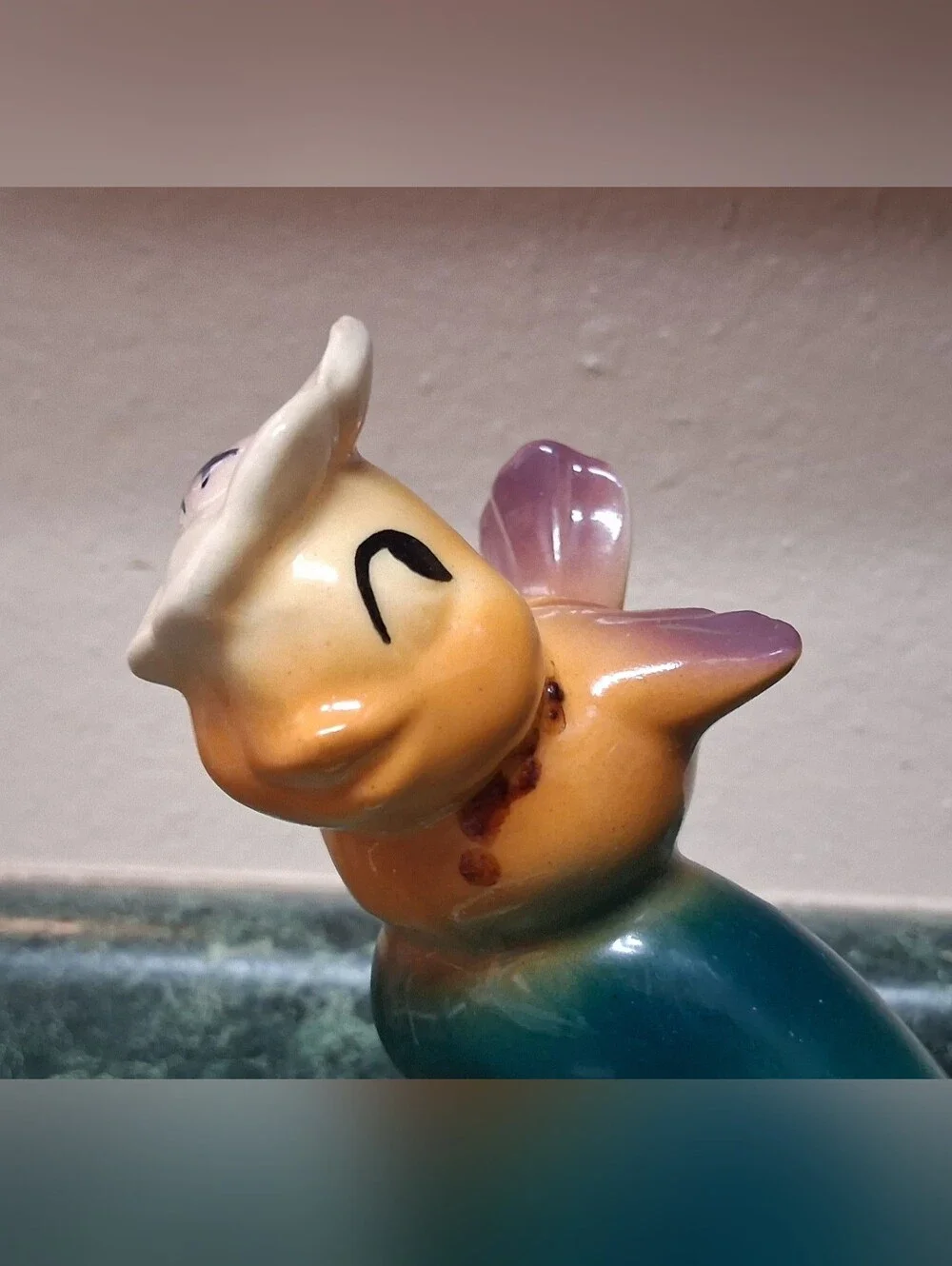 Vintage Pottery Bird Wearing Hat on a Gourd Anthropomorphic Succulent Planter